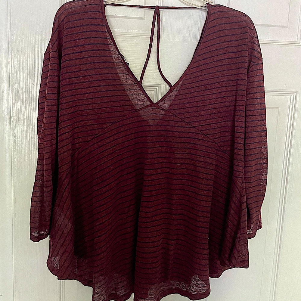 Women’s lucky brand striped, flowy top. Never worn